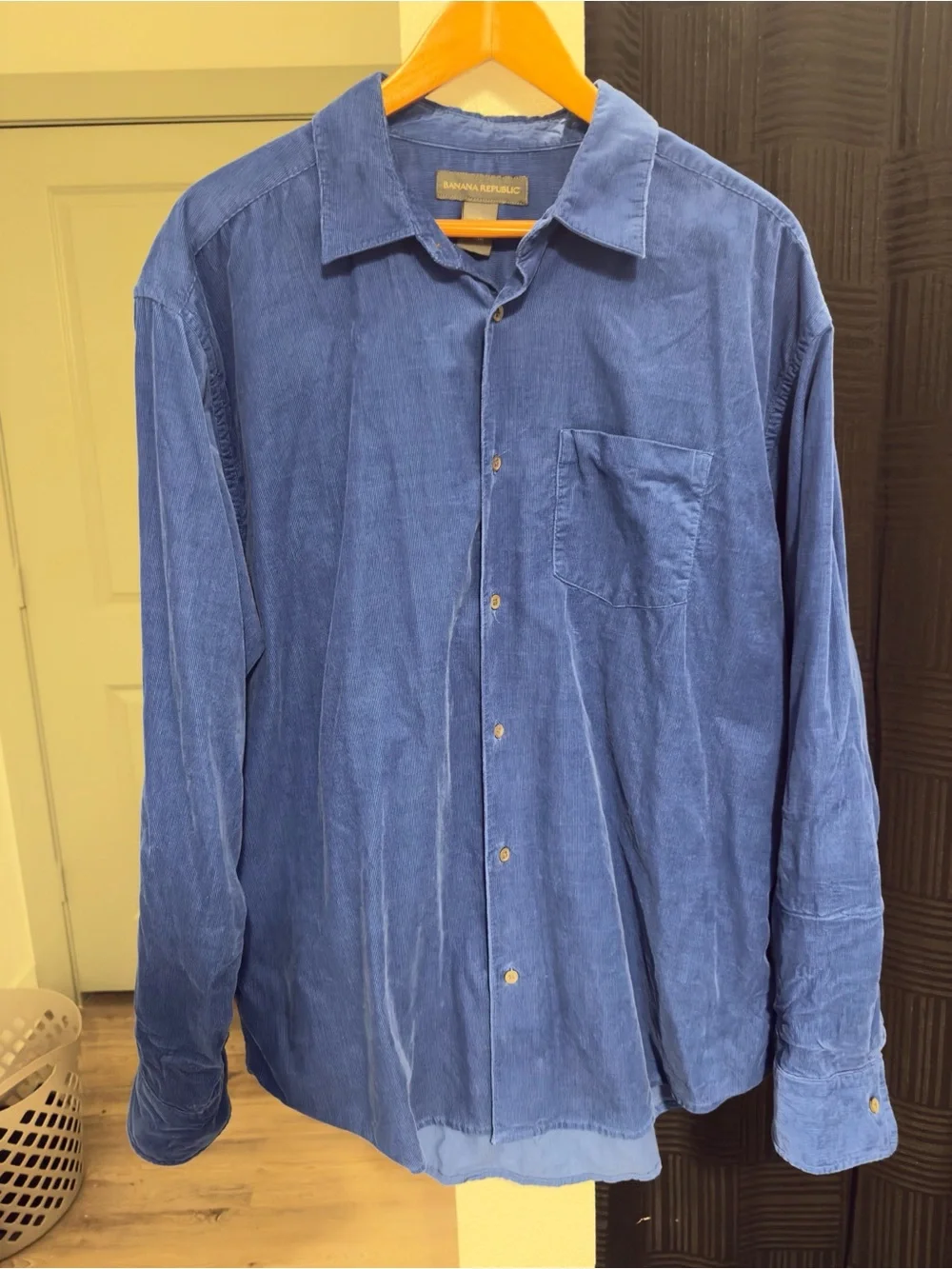 Banana Republic Men's Deep Blue Corduroy Button-Down Shirt